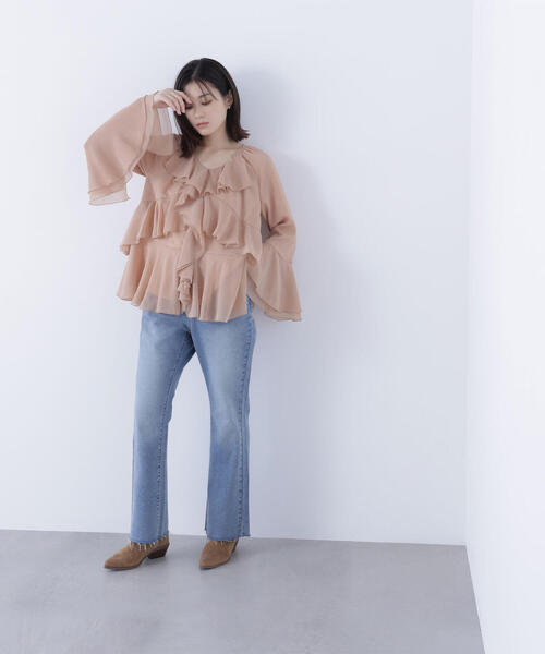 FURFUR ラッフルフリルチュニック ベージュ fur fur - FURFUR ラッフルフリルチュニック ベージュの通販 by あや's