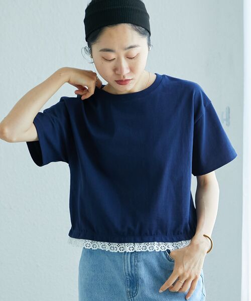 le.coeur blanc / ルクールブラン komatsu.裾レースクロップドTシャツ komatsu.裾レースクロップドTシャツ/le.coeur blanc(ルクール