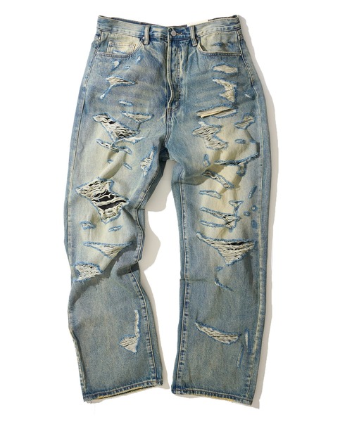 mnml(ミニマル)の「【mnml/ミニマル】BAGGY DISTRESSED DENIM 24ML-AW393D(デニムパンツ・メンズ・ブルー・LARGE/MEDIUM/SMALL/X-LARGE)」の1枚目の写真