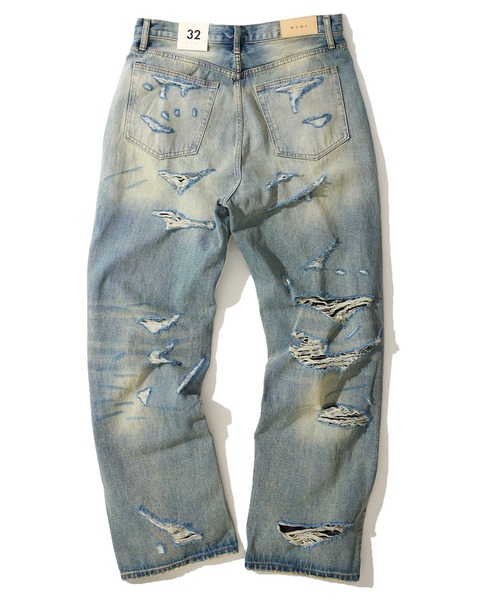 mnml(ミニマル)の「【mnml/ミニマル】BAGGY DISTRESSED DENIM 24ML-AW393D(デニムパンツ・メンズ・ブルー・LARGE/MEDIUM/SMALL/X-LARGE)」の2枚目の写真