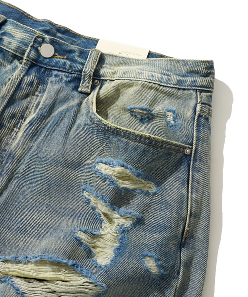 mnml(ミニマル)の「【mnml/ミニマル】BAGGY DISTRESSED DENIM 24ML-AW393D(デニムパンツ・メンズ・ブルー・LARGE/MEDIUM/SMALL/X-LARGE)」の5枚目の写真