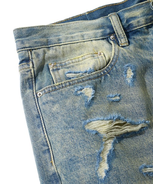 mnml(ミニマル)の「【mnml/ミニマル】BAGGY DISTRESSED DENIM 24ML-AW393D(デニムパンツ・メンズ・ブルー・LARGE/MEDIUM/SMALL/X-LARGE)」の4枚目の写真