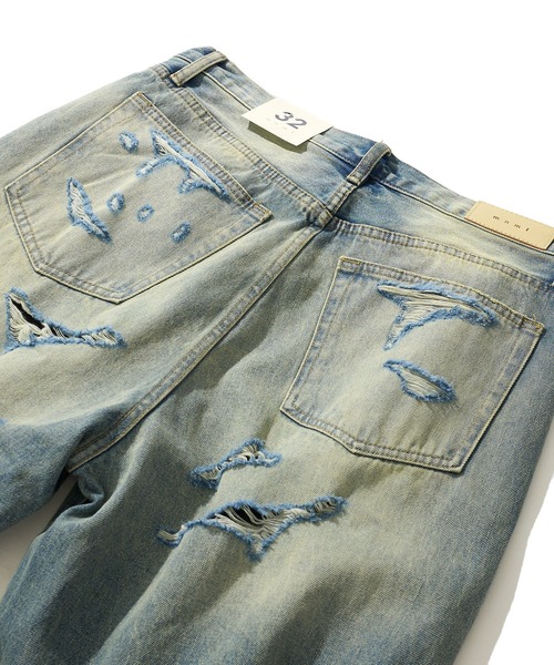 mnml(ミニマル)の「【mnml/ミニマル】BAGGY DISTRESSED DENIM 24ML-AW393D(デニムパンツ・メンズ・ブルー・LARGE/MEDIUM/SMALL/X-LARGE)」の6枚目の写真