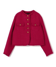レディースのノーカラージャケット（レッド/赤色系