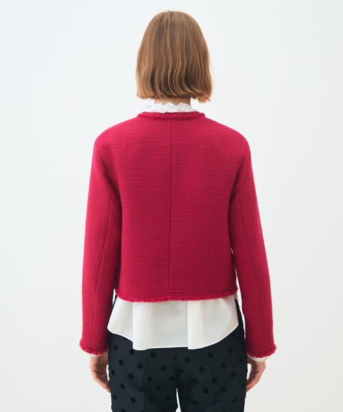 ブークレーファンシー クルーネックジャケット（ノーカラージャケット