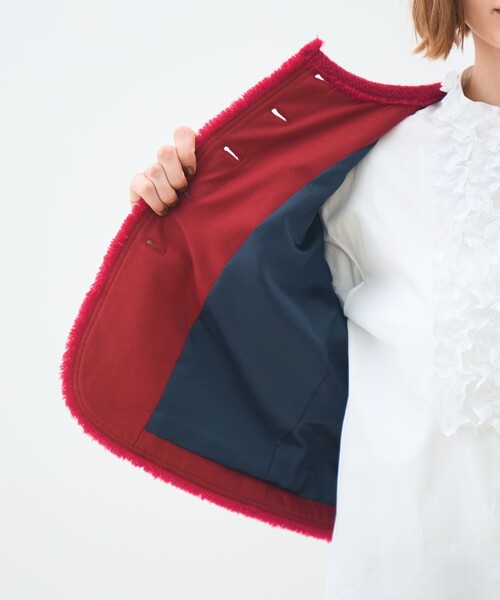 ブークレーファンシー クルーネックジャケット（ノーカラージャケット