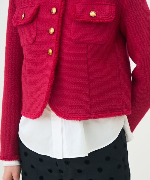 ブークレーファンシー クルーネックジャケット（ノーカラージャケット