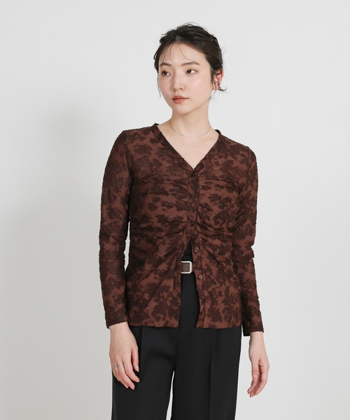 select MOCA（セレクトモカ）の「カットジャガードVネックカーディガン（カーディガン/ボレロ・レディース・グレイッシュベージュ/ブラウン/ブラック・FREE）」の22枚目の写真