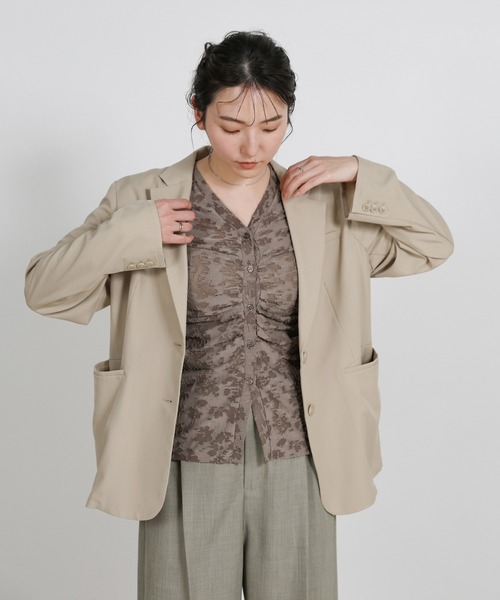 select MOCA（セレクトモカ）の「カットジャガードVネックカーディガン（カーディガン/ボレロ・レディース・グレイッシュベージュ/ブラウン/ブラック・FREE）」の9枚目の写真