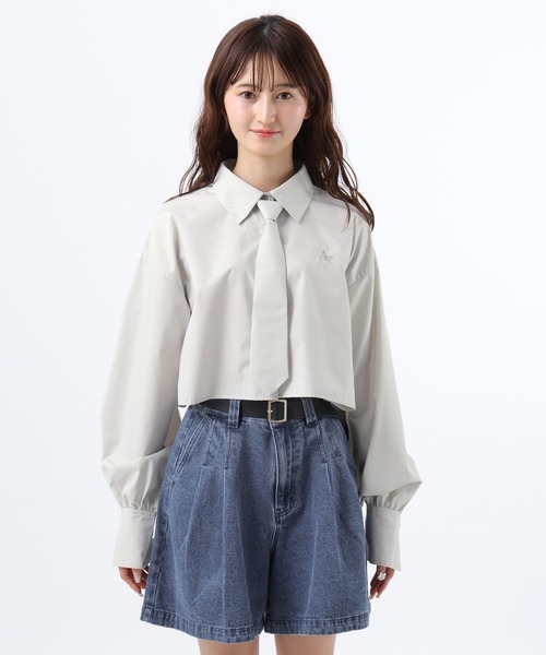 セール】ネクタイ付きクロップドシャツ/AND YUA ANY/576820（シャツ