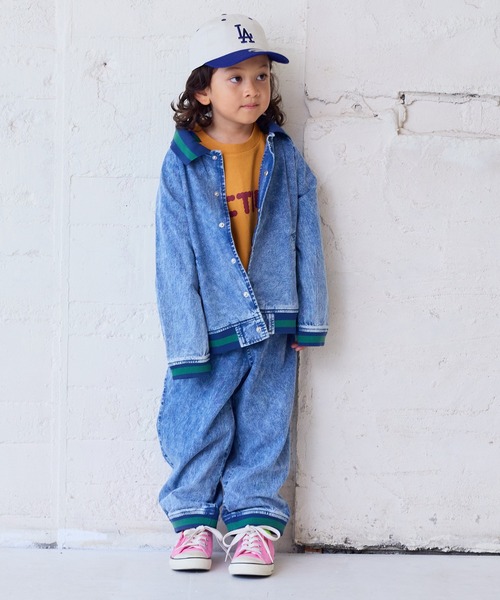 MARKEY'S（マーキーズ）の「デニムブルゾン/セットアップ可能（デニムジャケット・キッズ・ブラック/ブルー・150/140/130/120/110/100/90）」の2枚目の写真