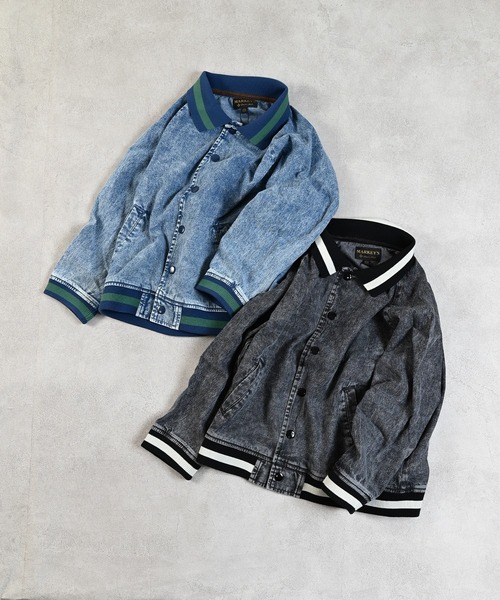 MARKEY'S（マーキーズ）の「デニムブルゾン/セットアップ可能（デニムジャケット・キッズ・ブラック/ブルー・150/140/130/120/110/100/90）」の3枚目の写真