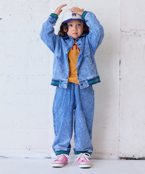 セール】デニムブルゾン/セットアップ可能（デニムジャケット