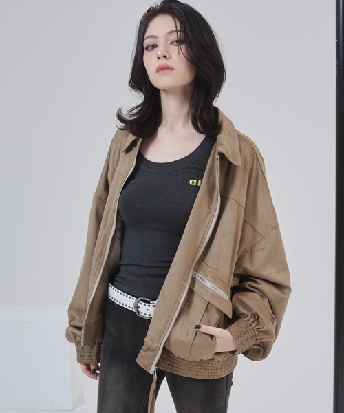 ENVYM(アンビー)の「ビックポケットスェードブルゾン(ブルゾン・レディース・グレー/ベージュ・FREE)」の15枚目の写真