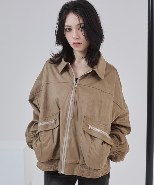 ENVYM(アンビー)の「ビックポケットスェードブルゾン(ブルゾン・レディース・グレー/ベージュ・FREE)」の10枚目の写真