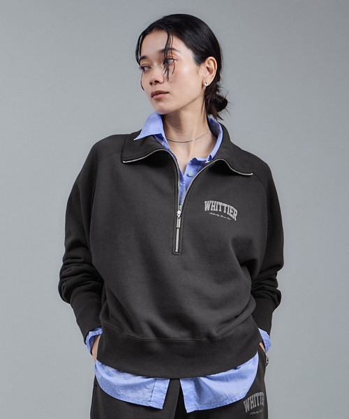WEB限定】ビンテージライクハーフジップスウェット［セットアップ対応