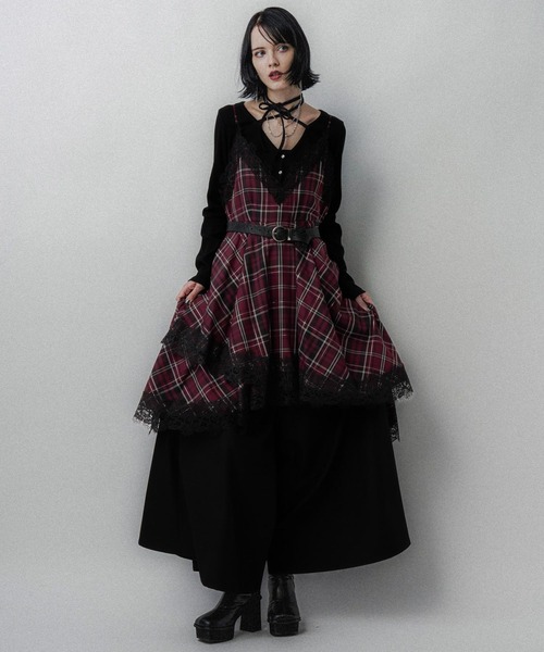 HARE（ハレ）の「タータンチェックキャミワンピース(HARE)（ワンピース・レディース・レッド/ブラック/ブルー・FREE）」の4枚目の写真