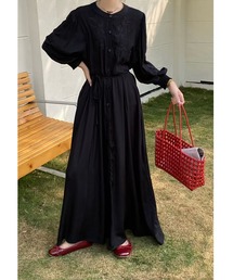 Aelina（エリナ）の「刺繍長袖ロングワンピース（ワンピース）」