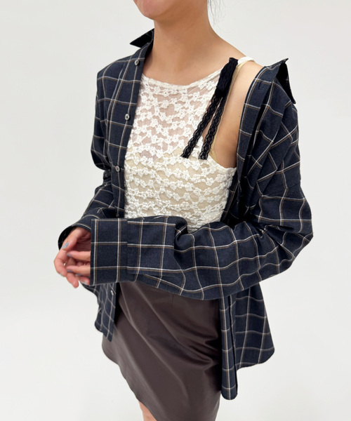 YUHAN WANG/ユハン ワン】bow tie lace top（Tシャツ/カットソー