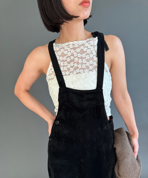 YUHAN WANG/ユハン ワン】bow tie lace top（Tシャツ/カットソー