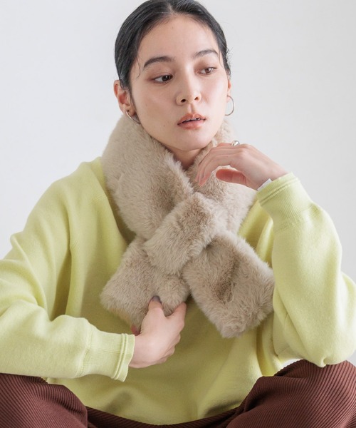 TRESOR トレゾア FOXファー　ティペット　ネックウォーマー Amazon.co.jp: フェイクファー フード付き 手袋 3点セット ティ