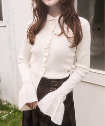 mellowneon | 2wayボタンフリルデザインリブニット(ニット/セーター)