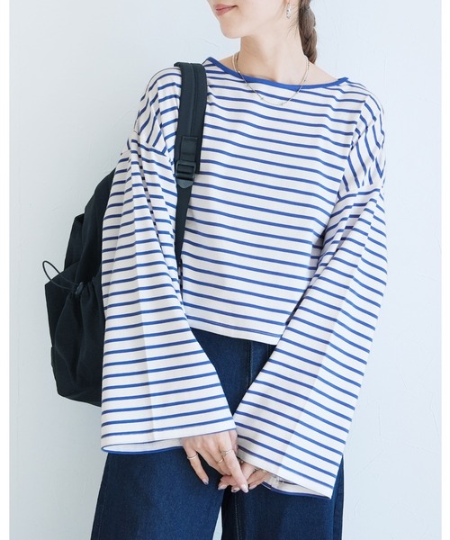 reca（レカ）の「着丈が選べる! 無地/ボーダービッグTシャツ（Tシャツ/カットソー・レディース・チャコール/ホワイト/ホワイト系その他/レッド系その他/ブラック/ブラック系その他/グリーン系その他/ブルー系その他/グリーン系/ホワイト系その他2・M/SHORT）」の3枚目の写真