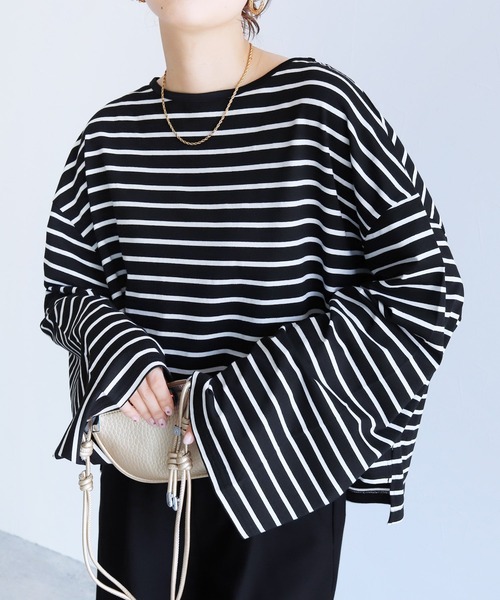 reca（レカ）の「着丈が選べる! 無地/ボーダービッグTシャツ（Tシャツ/カットソー・レディース・チャコール/ホワイト/ホワイト系その他/レッド系その他/ブラック/ブラック系その他/グリーン系その他/ブルー系その他/グリーン系/ホワイト系その他2・M/SHORT）」の15枚目の写真