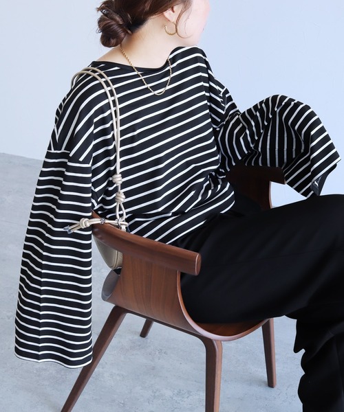 reca（レカ）の「着丈が選べる! 無地/ボーダービッグTシャツ（Tシャツ/カットソー・レディース・チャコール/ホワイト/ホワイト系その他/レッド系その他/ブラック/ブラック系その他/グリーン系その他/ブルー系その他/グリーン系/ホワイト系その他2・M/SHORT）」の17枚目の写真