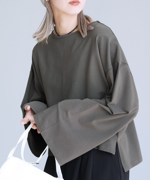 reca（レカ）の「着丈が選べる! 無地/ボーダービッグTシャツ（Tシャツ/カットソー・レディース・チャコール/ホワイト/ホワイト系その他/レッド系その他/ブラック/ブラック系その他/グリーン系その他/ブルー系その他/グリーン系/ホワイト系その他2・M/SHORT）」の18枚目の写真