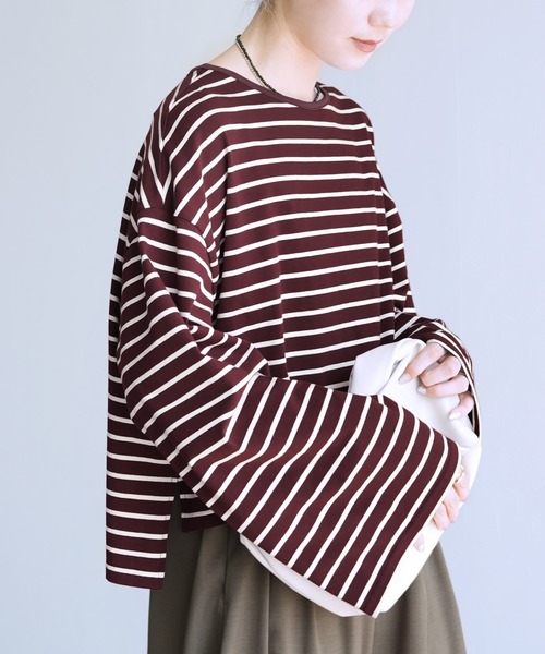 reca(レカ)の「着丈が選べる! 無地/ボーダービッグTシャツ(Tシャツ/カットソー・レディース・チャコール/ホワイト/ホワイト系その他/レッド系その他/ブラック/ブラック系その他/グリーン系その他/ブルー系その他/グリーン系/ホワイト系その他2・M/SHORT)」の22枚目の写真