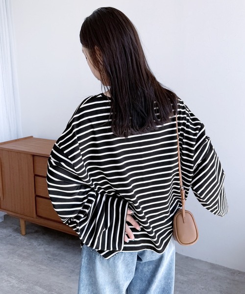 reca（レカ）の「着丈が選べる! 無地/ボーダービッグTシャツ（Tシャツ/カットソー・レディース・チャコール/ホワイト/ホワイト系その他/レッド系その他/ブラック/ブラック系その他/グリーン系その他/ブルー系その他/グリーン系/ホワイト系その他2・M/SHORT）」の13枚目の写真