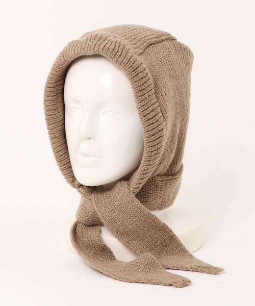 Revo.（レボ）の「ニット フードマフラー バブーシュカ バラクラバ（ニットキャップ/ビーニー・レディース・グレー/レッド/ベージュ/ブラック・FREE）」の3枚目の写真