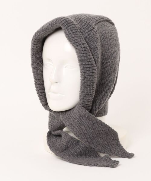 Revo.（レボ）の「ニット フードマフラー バブーシュカ バラクラバ（ニットキャップ/ビーニー・レディース・グレー/レッド/ベージュ/ブラック・FREE）」の2枚目の写真