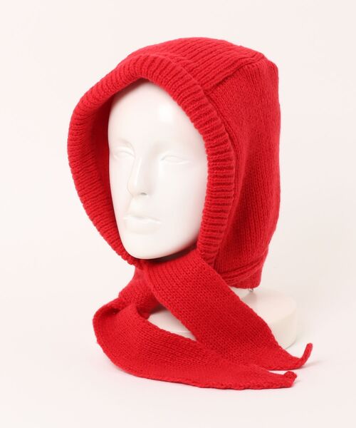 Revo.（レボ）の「ニット フードマフラー バブーシュカ バラクラバ（ニットキャップ/ビーニー・レディース・グレー/レッド/ベージュ/ブラック・FREE）」の4枚目の写真