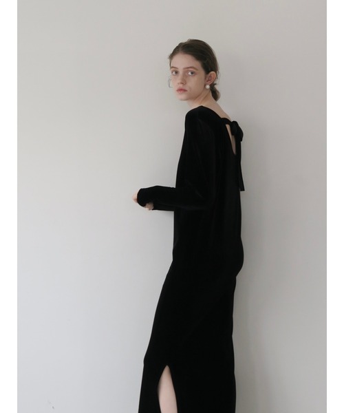 セール】back ribbon velour dress（ドレス）｜miies miim