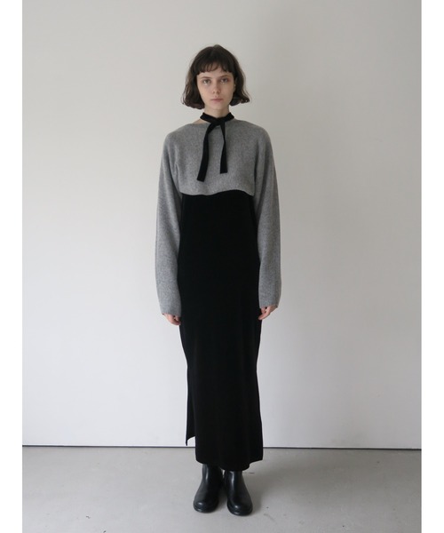 back ribbon velour dress（ドレス）｜miies miim（ミーエスミーム）の