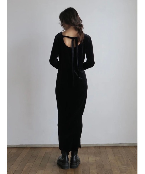 ワンピース miies miim / back ribbon velour dress miies miim（ミーエスミーム）の「back ribbon velour dress（ドレス