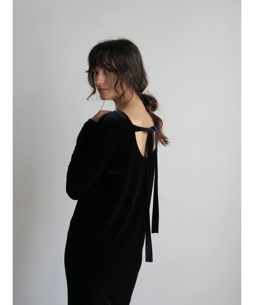 miies miim（ミーエスミーム）の「back ribbon velour dress（ドレス
