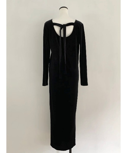 セール】back ribbon velour dress（ドレス）｜miies miim