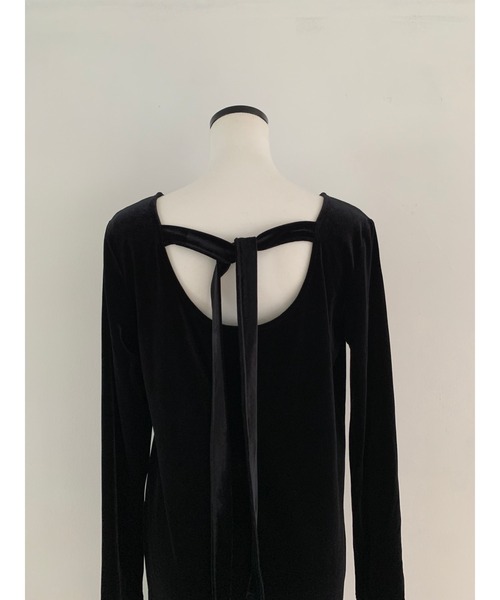 back ribbon velour dress（ドレス）｜miies miim（ミーエスミーム）の