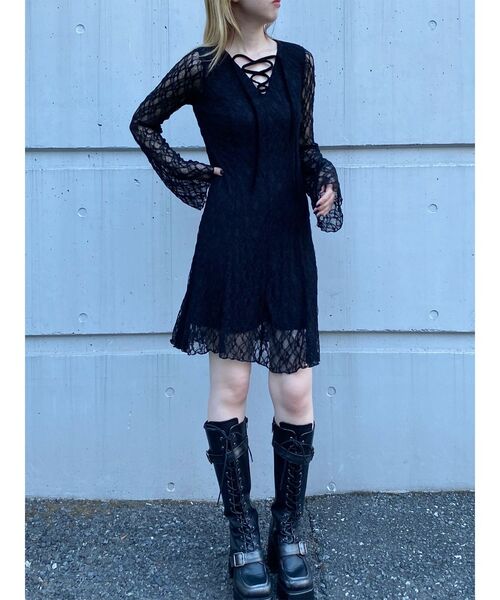 MURUA（ムルーア）の「レースアップミニワンピース（ワンピース・レディース・アイボリー/ブラック・FREE）」の7枚目の写真