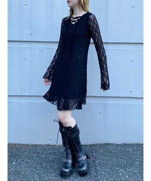 MURUA（ムルーア）の「レースアップミニワンピース（ワンピース・レディース・アイボリー/ブラック・FREE）」の8枚目の写真