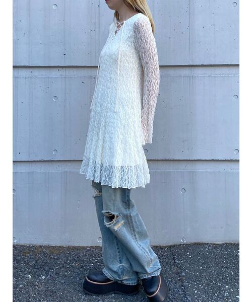 MURUA（ムルーア）の「レースアップミニワンピース（ワンピース・レディース・アイボリー/ブラック・FREE）」の14枚目の写真