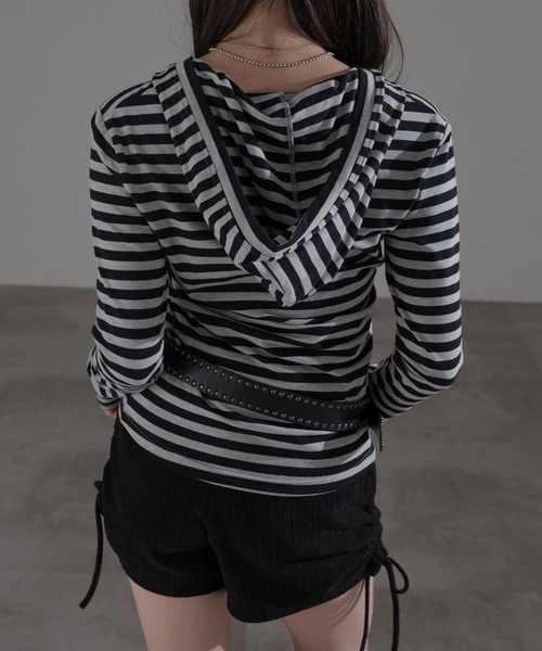 apres jour mignon（アプレジュールミニョン）の「フード付きヘンリープルオーバー（Tシャツ/カットソー・レディース・ブラック系その他2/ブラック系その他/チャコールグレー/グレー・X-LARGE/フリー）」の16枚目の写真