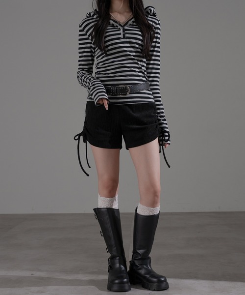 apres jour mignon（アプレジュールミニョン）の「フード付きヘンリープルオーバー（Tシャツ/カットソー・レディース・ブラック系その他2/ブラック系その他/チャコールグレー/グレー・X-LARGE/フリー）」の17枚目の写真