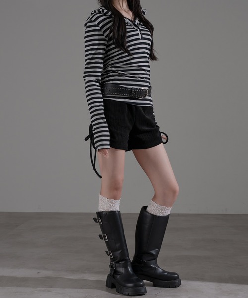 apres jour mignon（アプレジュールミニョン）の「フード付きヘンリープルオーバー（Tシャツ/カットソー・レディース・ブラック系その他2/ブラック系その他/チャコールグレー/グレー・X-LARGE/フリー）」の18枚目の写真