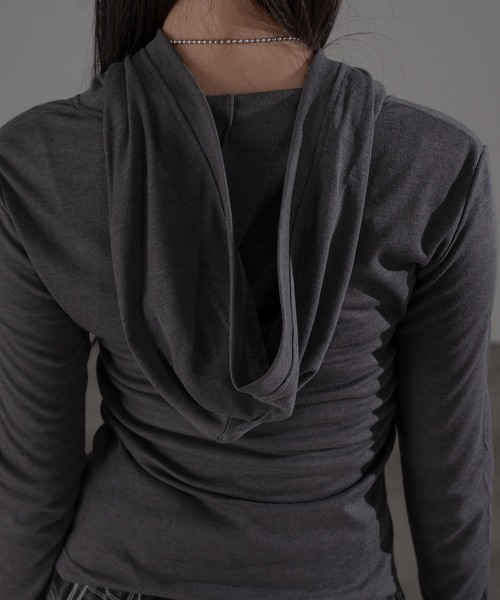apres jour mignon（アプレジュールミニョン）の「フード付きヘンリープルオーバー（Tシャツ/カットソー・レディース・ブラック系その他2/ブラック系その他/チャコールグレー/グレー・X-LARGE/フリー）」の8枚目の写真