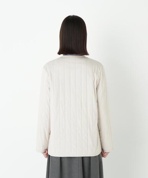 セール】◇バーティカルキルティングノーカラージャケット（ノーカラー