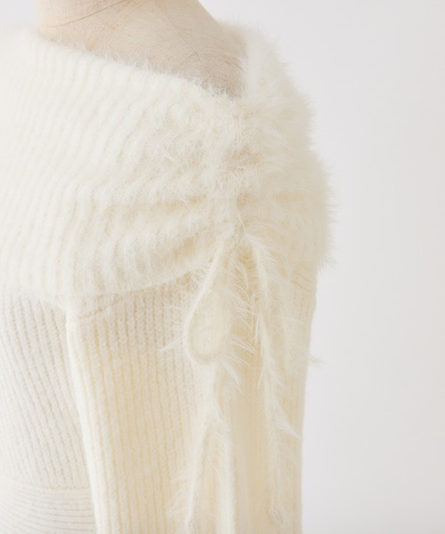 one after another NICE CLAUP（ワンアフターアナザーナイスクラップ）の「オフショルニットワンピース（ワンピース・レディース・アイボリー/ブラック/チャコールグレー/モカ/ライトピンク・SMALL/MEDIUM）」の13枚目の写真